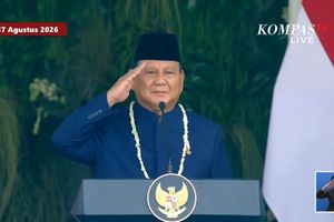 Prabowo Kenakan Beskap Biru dan Kalung Melati pada Upacara HUT Ke-81 RI