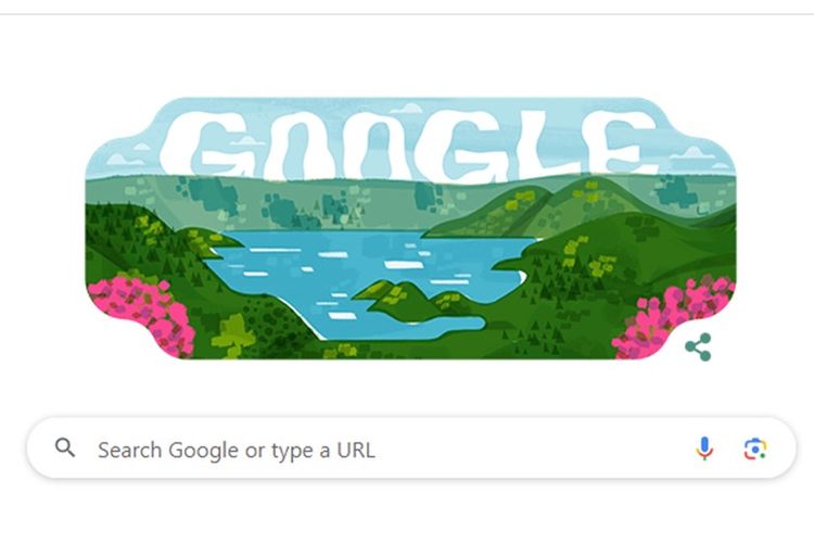 Google Doodle hari ini menampilkan Danau Toba