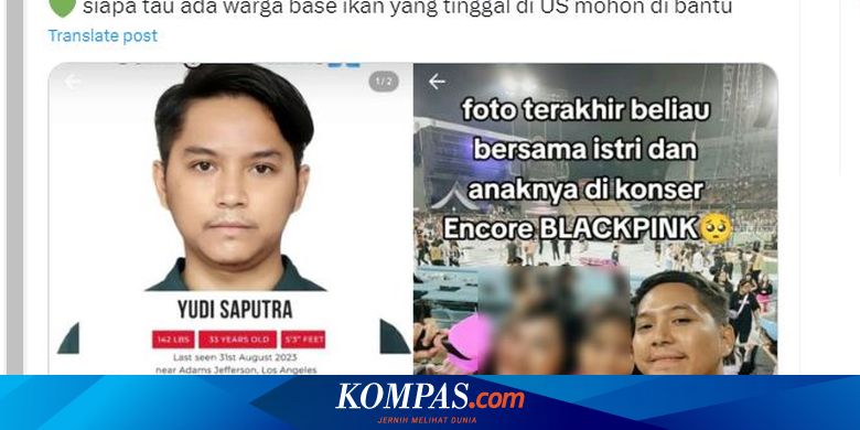 WNI Yudi Saputra yang Dilaporkan Hilang di Los Angeles Sudah Ketemu, Kondisinya Sehat