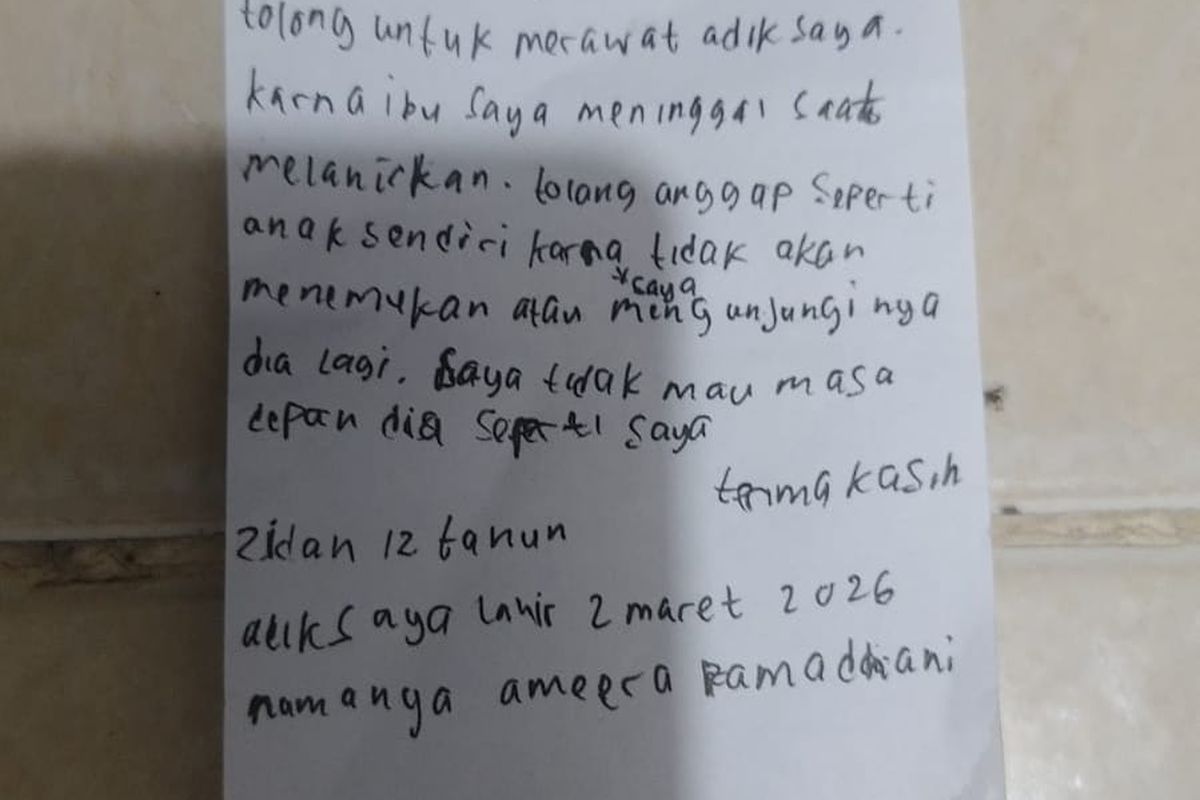 Bayi Ditemukan di Jalan Pejaten Raya Bersama Surat dari Kakak
