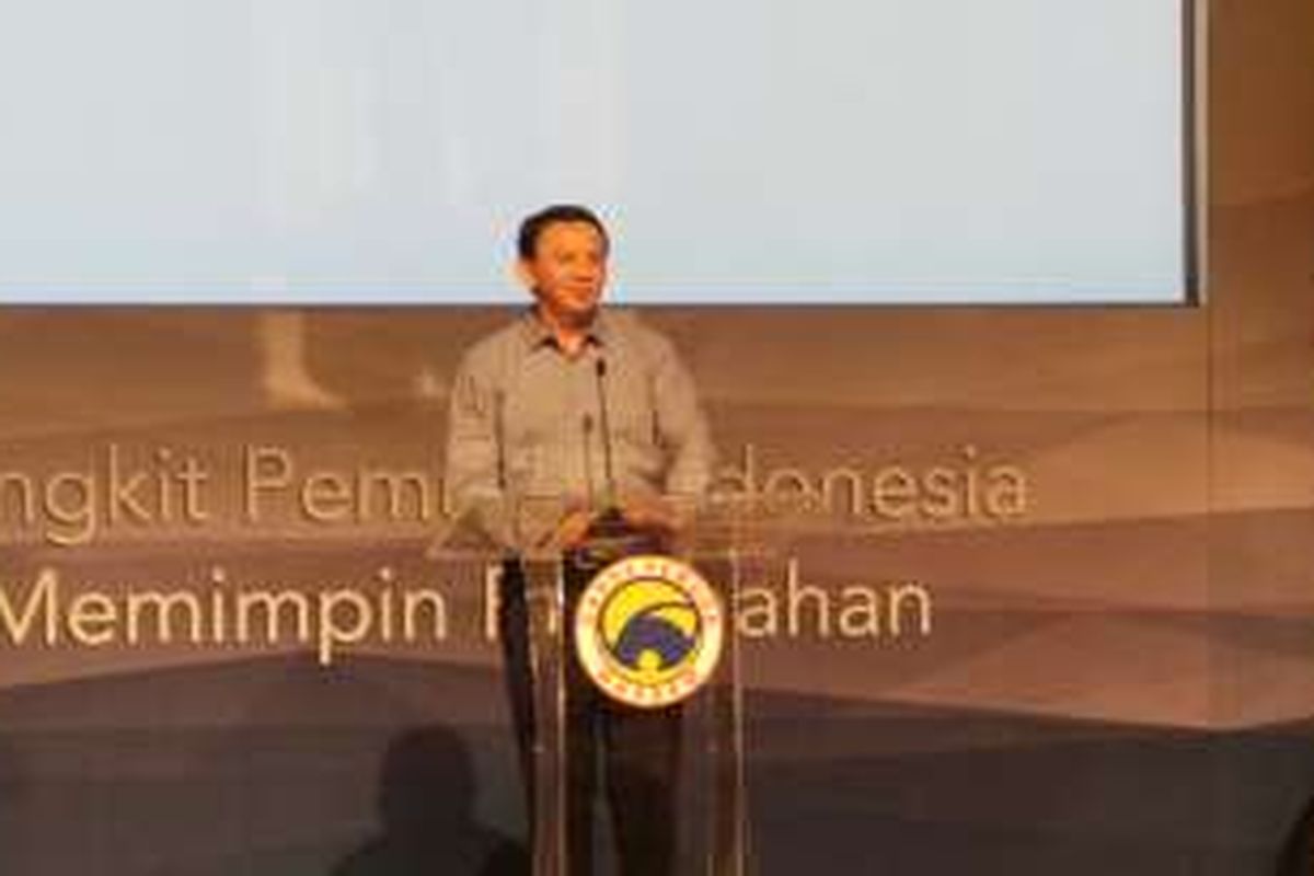 Gubernur DKI Jakarta Basuki Tjahaja Purnama saat memberi sambutan dalam acara Halalbihalal Garda Pemuda Nasdem, di Energy Building, SCBD Jakarta, Jumat (22/7/2016).