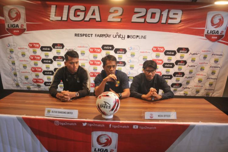 Konferensi Pers Blitar Bandung United jelang laga melawan Persiraja, di Graha Persib, Kota Bandung, Minggu (22/9/2019). 