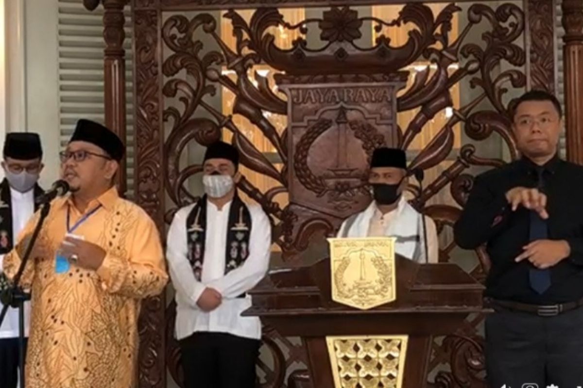 Konferensi pers Gubernur DKI Jakarta Anies Baswedan soal hari Raya Idul Fitri 1441 Hijriah di Balai Kota, Jumat (22/5/2020) petang
