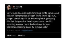 Viral, Benarkah Informasi Rekening Bank Bisa Dibobol dengan Nama Orangtua dan Nomor Telepon?