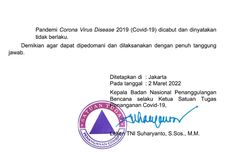 Hoaks, Surat Edaran Satgas Covid-19 Sebut Pandemi Dicabut dan Tak Berlaku Lagi