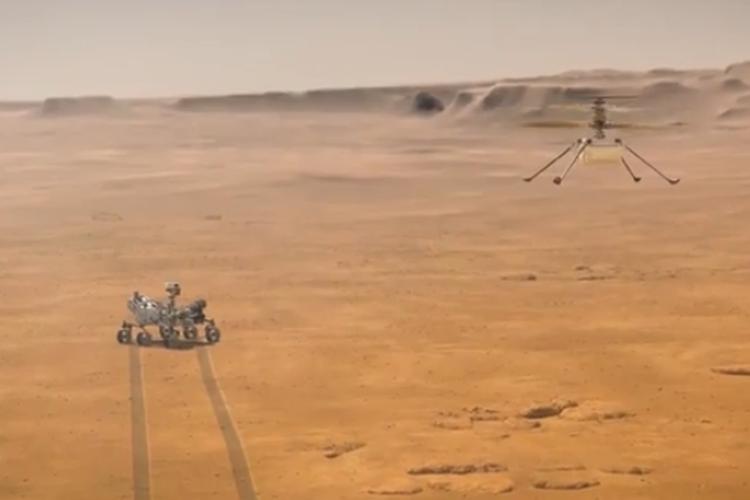 Descripción general de los dos robots de la NASA, un rover diligente y helicópteros ingeniosos, mientras se encuentra en una misión para explorar MARS 2020. 