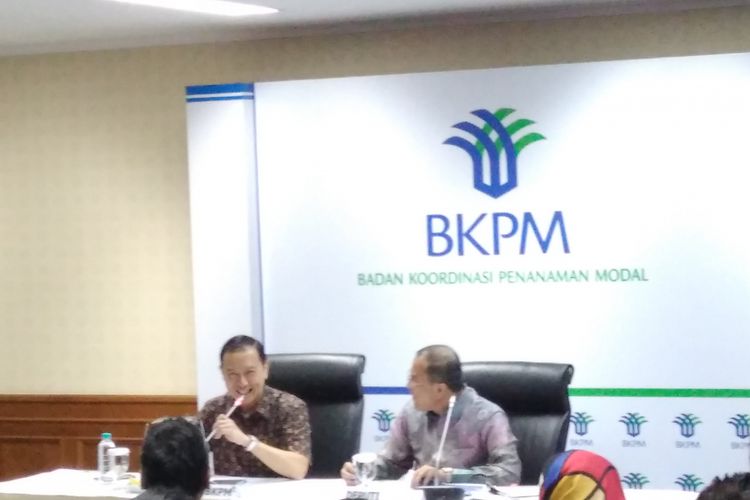 Konfrensi pers Badan Koordinasi Penanaman Modal (BKPM) di Kantor Pusat BKPM, Jakarta, Senin (30/10/2017).