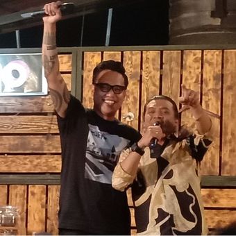 Gofar Hilman dan Didi Kempot dalam acara Ngobam di Wedangan Gulo Klopo, Kartosuro, Minggu (14/7/2019).