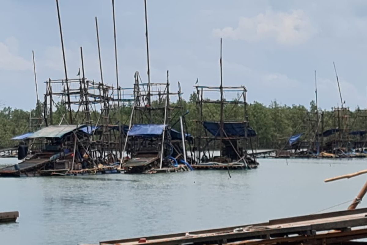 Ponton tambang timah apung yang diduga jadi penyebab kerusakan lingkungan di Belitung Timur, Kepulauan Bangka Belitung.