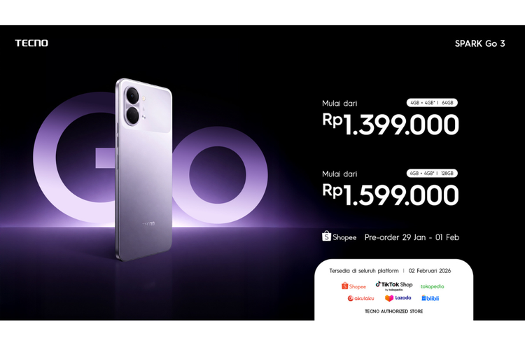 Harga Tecno Spark Go 3 di Indonesia. 