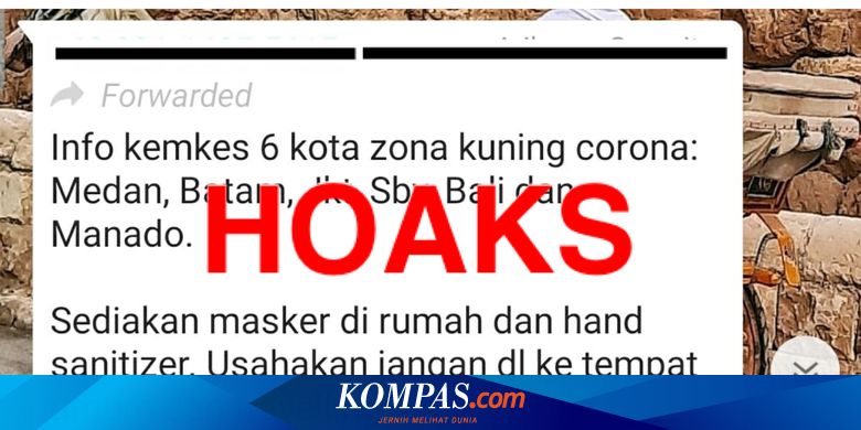 Hoaks 6 Kota Di Indonesia Masuk Zona Kuning Virus Corona Halaman All Kompas Com