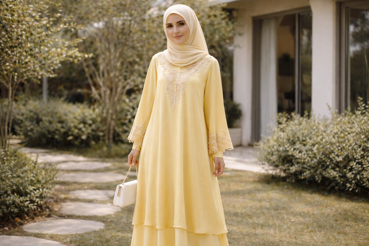 Tunik rayon warna butter yellow