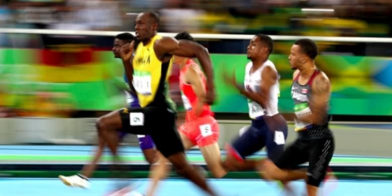 Usain Bolt dalam lomba lari 100 meter di Olimpiade Rio