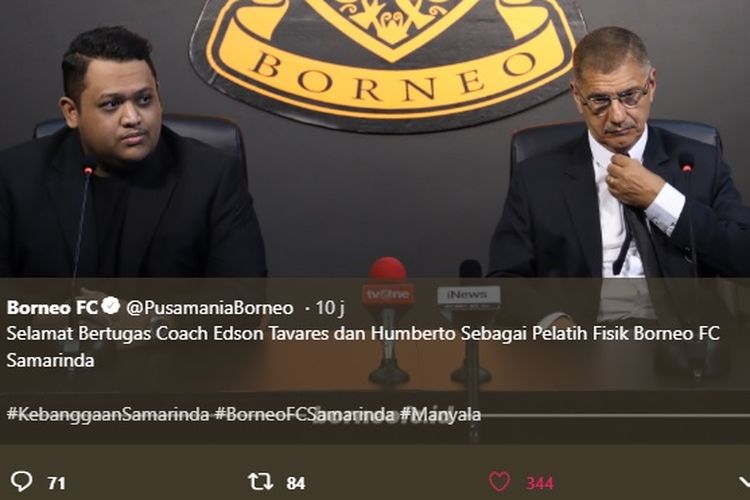 Edson Tavares saat diperkenalkan oleh presiden Borneo FC, Nabil Husein