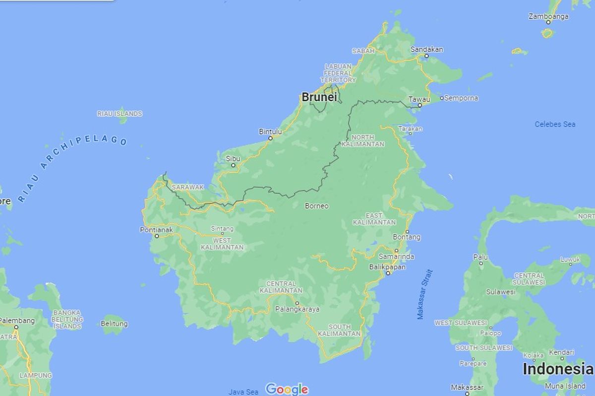 Pulau Kalimantan yang dikenal dengan sebutan Borneo.