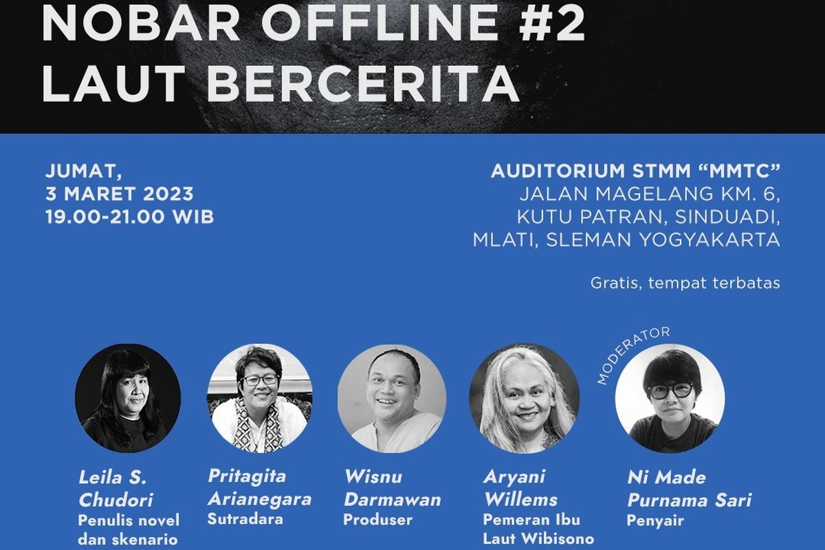 Gramedia, Penerbit KPG, bersama Yayasan Dian Sastro, dan Cineria Film menggelar acara nonton bareng Laut Bercerita di Yogyakarta pada 3 Maret 2023 dan Solo pada 6 Maret 2023.