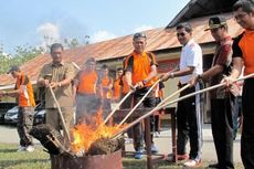 Polres Aceh Musnahkan Ganja dengan Cara Dibakar