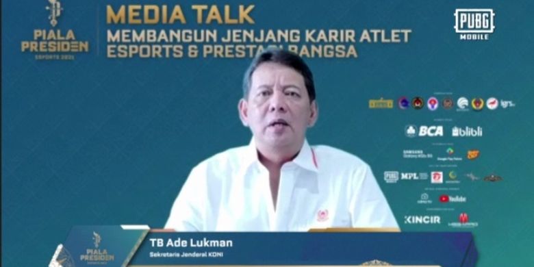 Sekretaris Jenderal KONI TB Ade Lukman dalam bincang virtual bertajuk Membangun Jenjang Karier Atlet Esports dan Prestasi Bangsa, Rabu (24/11/2021).