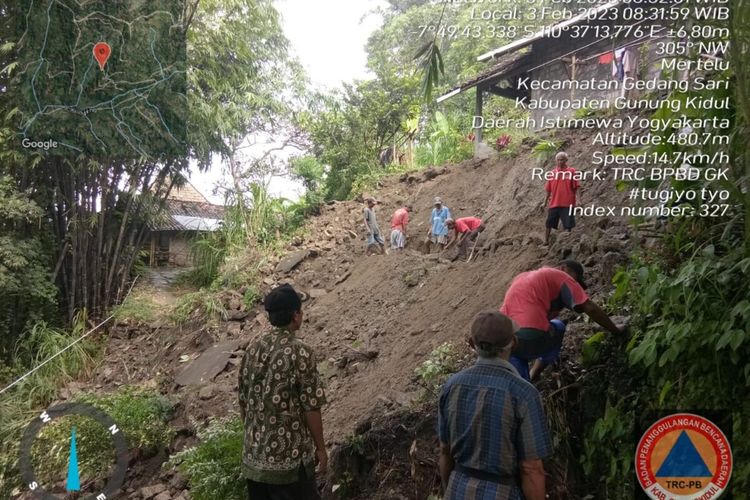 Lokasi longsor di Mertelu, Gedangsari, Gunungkidul