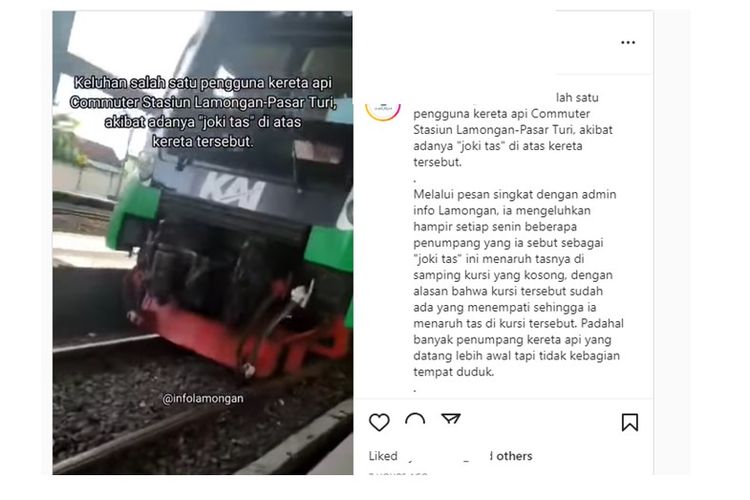 Viral keluhan penumpang karena adanya joki tas di kereta api