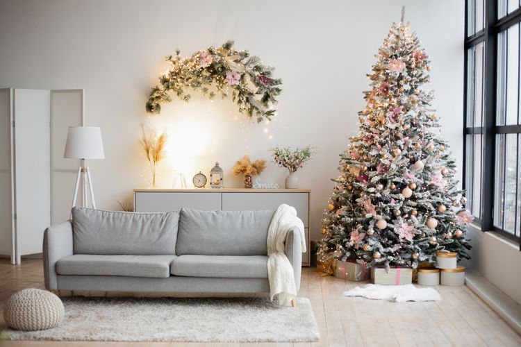 ilustrasi dekorasi Natal bergaya Skandinavia