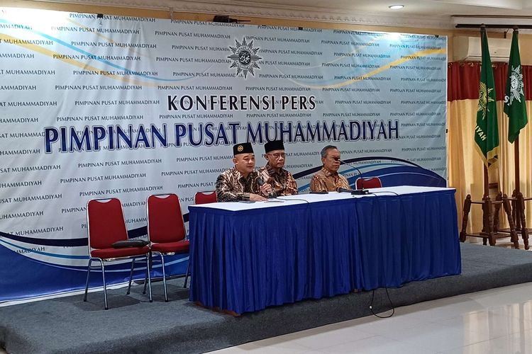 Pimpinan Pusat Muhammadiyah merespons situasi terkini perang Hamas-Israel di Kantor PP Muhammadiyah, Menteng, Jakarta Pusat, Rabu (11/10/2023).
