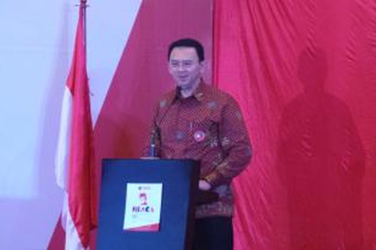 Gubernur DKI Jakarta Basuki Tjahaja Purnama dalam penganugerahan Bung Hatta Anti Corruption Awards, di Graha Niaga, Kamis (5/11/2015).