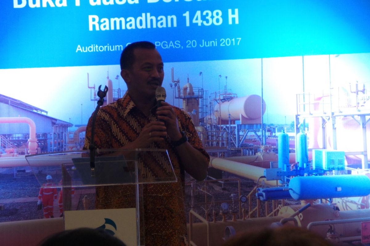 Direktur Utama PT Perusahaan Gas Negara (Persero) Tbk Jobi Triananda Hasjim, di Graha PGAS, Jakarta Barat, Selasa (20/6/2017).