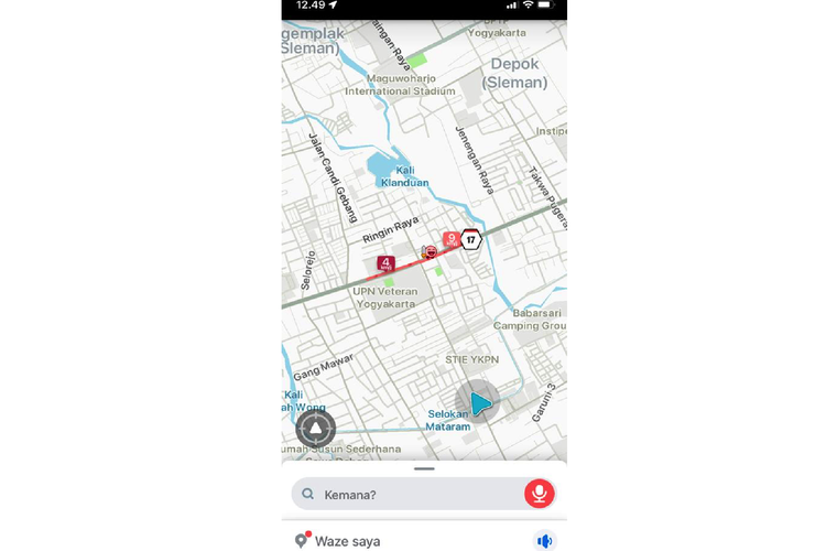 Ilustrasi informasi kondisi lalu lintas yang termuat di aplikasi Waze.