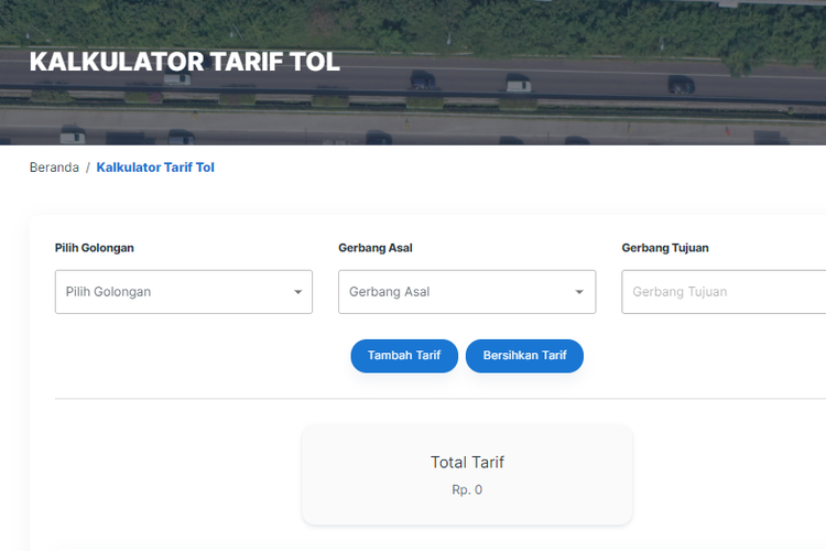 Cek tarif tol via situs Jasa Marga