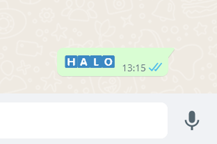 Tulisan biru di WhatsApp.