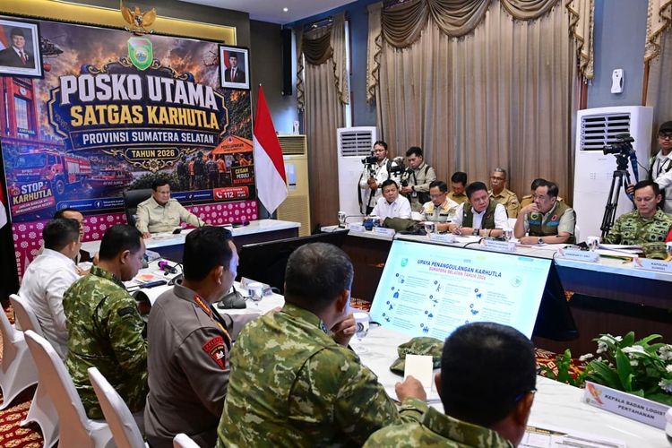 Dari Sumsel, Prabowo Juga Pimpin Rapat Penanganan Karhutla Jambi dan Lampung
