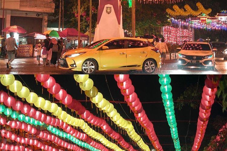 Suasana malam di kompleks Pasar Gede Solo saat diadakan perayaan Imlek 2024. Sekitar 5.000 lampion dipasang di area tersebut sejak 25 Januari hingga 29 Februari mendatang.