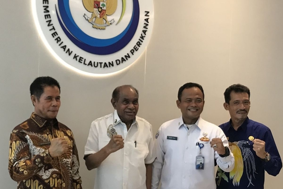 Audiensi Pemerintah Provinsi Papua dan Kementerian Perikanan di Gedung Mina Bahari 4 KKP, Gambir, Jakarta Pusat, Senin (18/4/2022) (Dok. KOMPAS.com/Siti Sahana Aqesya)
