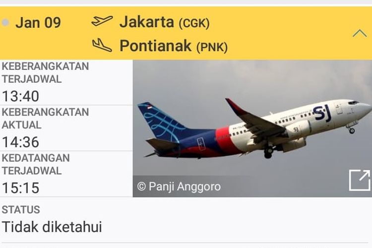  Sriwijaya Air Flight SJ182, which lost contact on Saturday (9/1/2021)