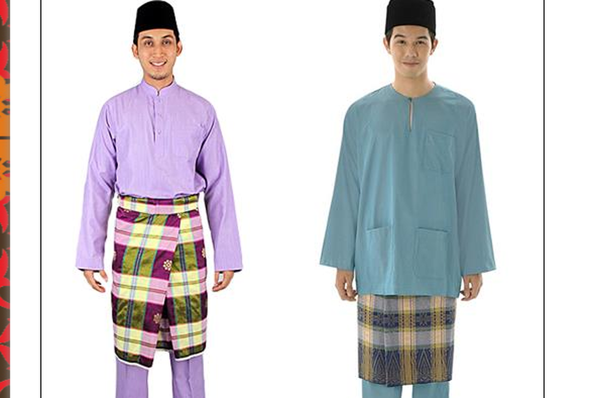 Kain dagang dalam baju kurung Teluk Belanga dan kain dagang luar berbaju kurung Cekak Musang