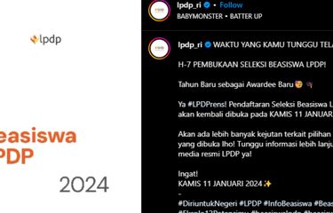 Tangkapan layar pengumuman tanggal pendaftaran beasiswa LPDP 2024.