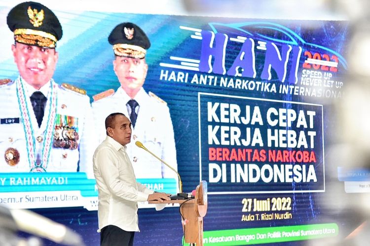 Gubernur Sumut Edy Rahmayadi memperingati HANI 2022 di Aula Tengku Rizal Nurdin, Senin (27/6/2022)