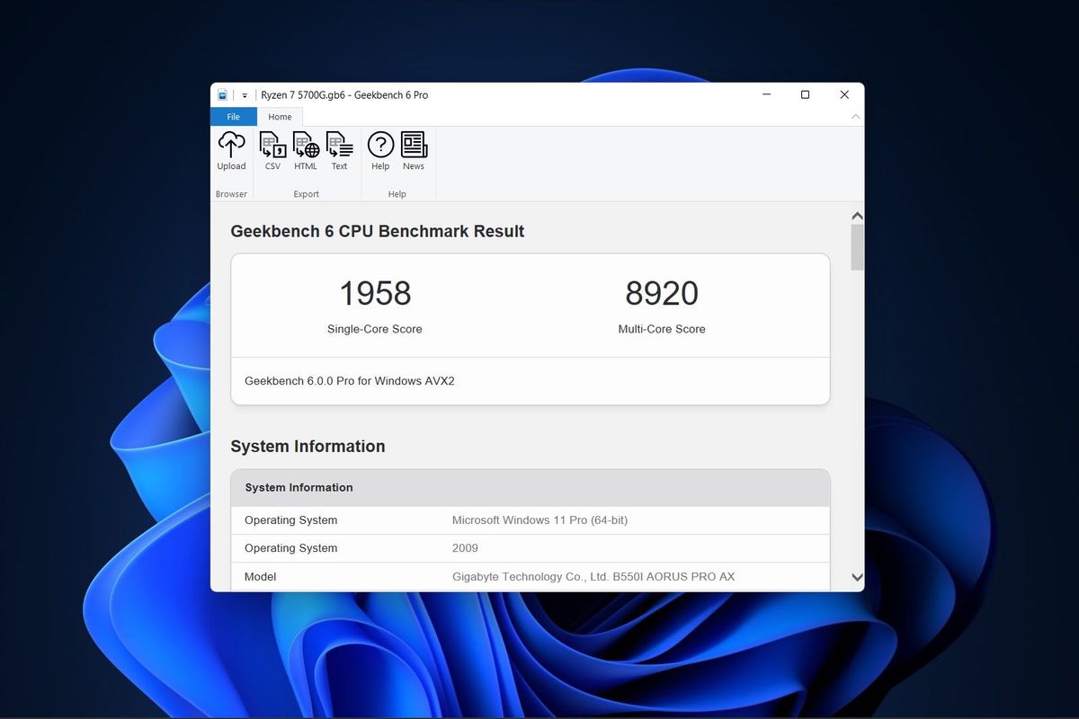 Ilustrasi aplikasi Geekbench 6 di Windows.