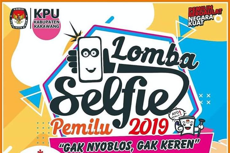 Guna meningkatkan partisipasi pemilih, Komisi Pemilihan Umum (KPU) Kabupaten Karawang menggelar lomba selfie pemilu 2019.