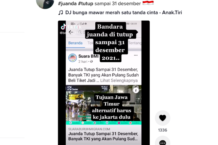 Beredar unggahan informasi Bandara Juanda ditutup hingga 31 Desember 2021 untuk penerbangan Internasional. Benarkah?