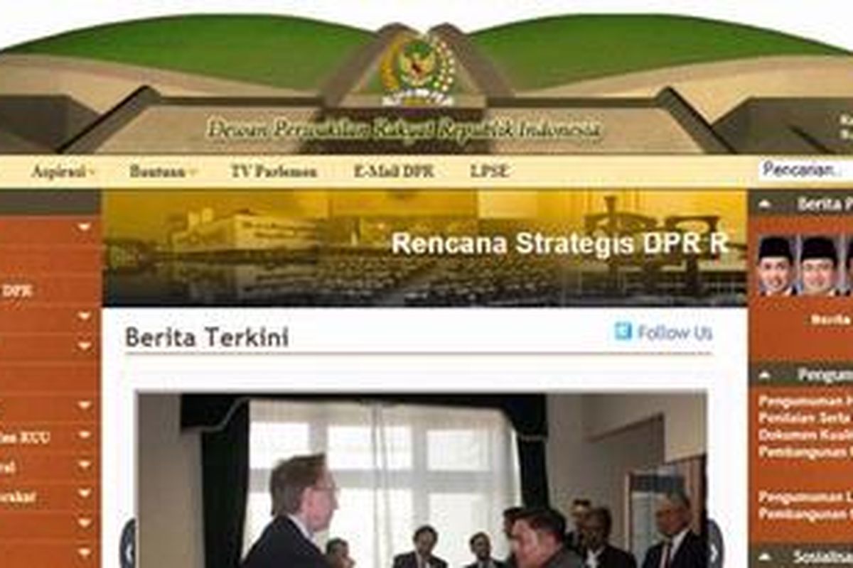 Situs resmi Dewan Perwakilan Rakyat Republik Indonesia.
