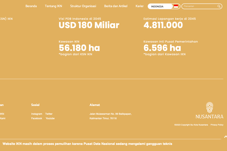 Portal resmi Ibu Kota Nusantara
