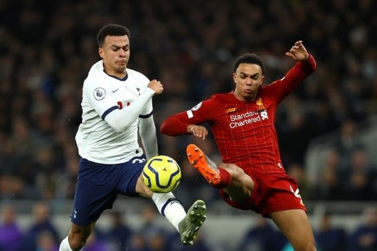 Pertandingan Liga Inggris antara Tottenham vs Liverpool, Minggu (12/1/2020) dini hari WIB.