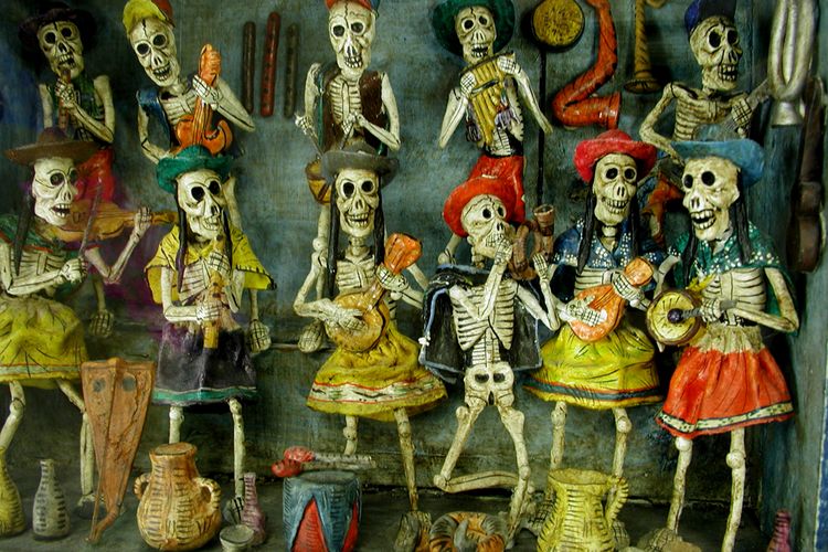 Ilustrasi perayaan Hari Orang Mati atau el Día de los Muertos di Meksiko. 