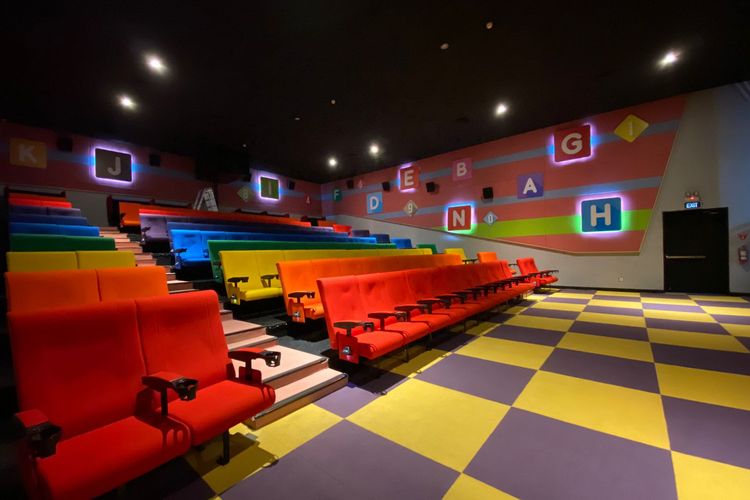 Desain interior bioskop anak atau Cinekids di Local Cinema, Lotte Mart Fatmawati, Jakarta Selatan. 