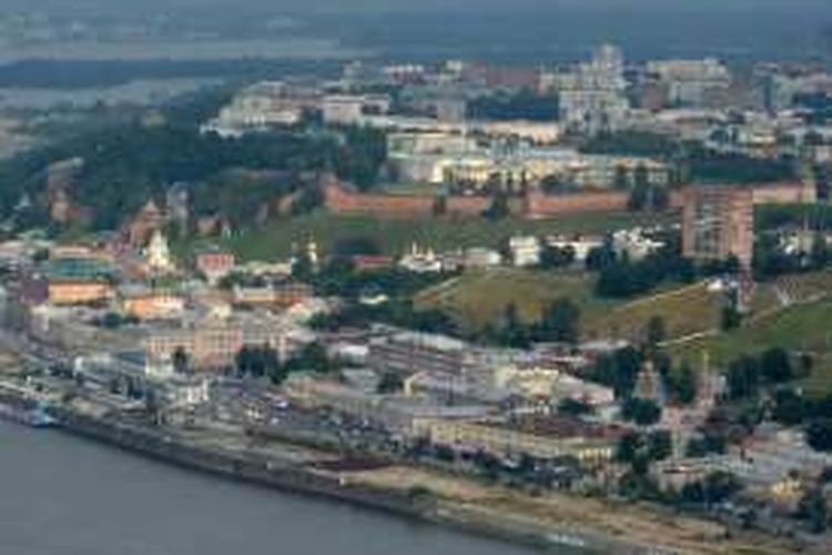 Kota Nizhny Novgorod, kota industri di tepi sungai Volga, Rusia.
