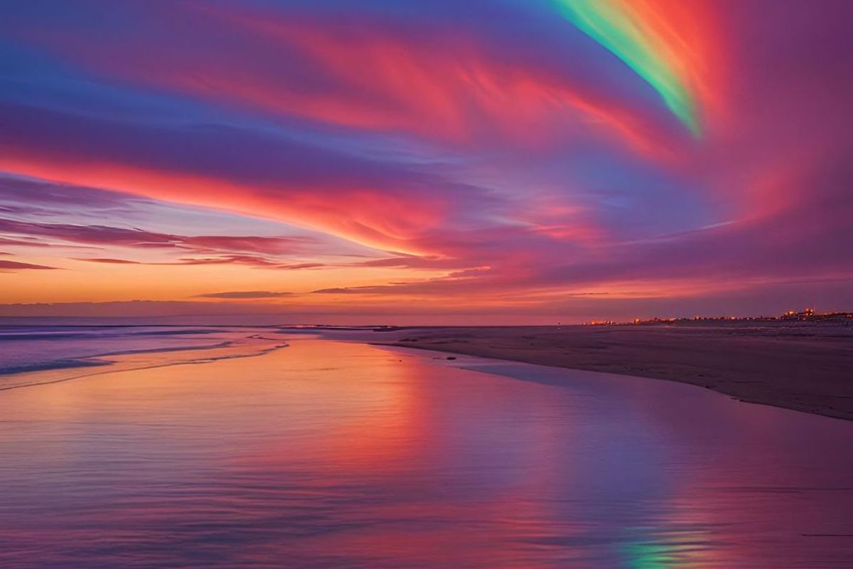 Ilustrasi cloud iridescence.