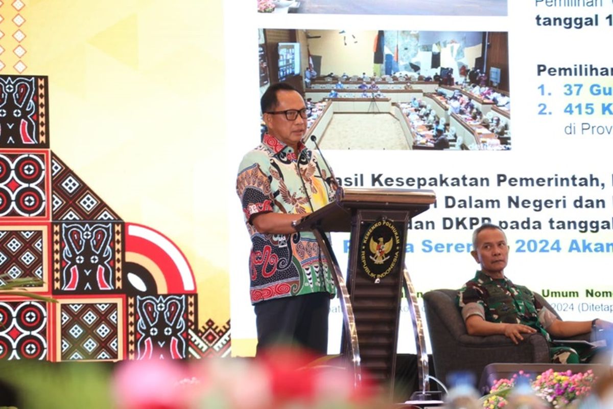 Mendagri M Tito Karnavian dalam Rakor Kesiapan Penyelenggaraan Pilkada Serentak Tahun 2024. 