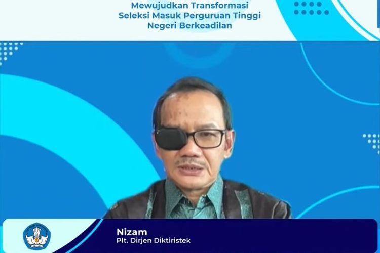 Plt. Direktur Jenderal Pendidikan Tinggi, Riset, dan Teknologi (Dirjen Diktiristek) Kemendkbud Ristek, Nizam pada webinar Silaturahmi Merdeka Belajar (SMB) terkait skema masuk PTN 2023, Kamis (15/9/2022).